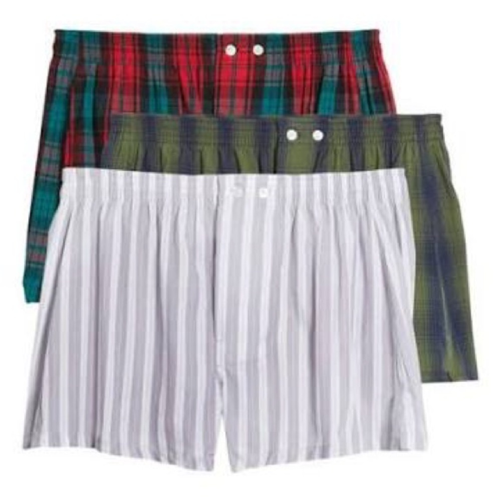 Nordstrom Classic Fit 3 Pack Woven Boxer Shorts, 40